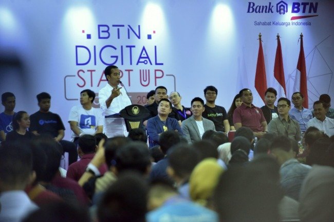 Presiden Jokowi membuka Digital Startup Connect 2018 di Kartika Expo, Balai Kartini, Setiabudi, Jakarta Selatan, pada Jumat (7/12)