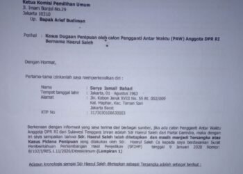 Pelapor Eks Anggota DPR Asal Sultra Surati KPU