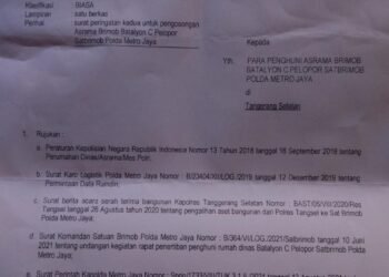 surat pengosongan rumah dinas yang saat ini ditempati oleh Purnawirawan dan Warakawuri Polri telah dirilis Komandan Satuan Brimob Polda Metrp Jaya, Kombes Pol Gatot Mangkurat Putra
