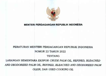 Inilah Permendag 22/2022 tentang Larangan Ekspor Minyak Goreng dan Bahan Baku
