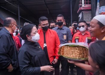 Ditemani Bobby Nasution, Puan Maharani Cek Harga Telur di Toba