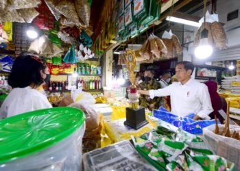 Cek Harga Bahan Pangan di Pasar Wonokromo, Presiden: Harga Beras Cukup Baik