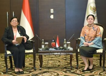 Ketua DPR RI sekaligus Presiden 'ASEAN Inter Parliamentary Assembly' (AIPA) 2023 Puan Maharani menerima Ketua Parlemen Nasional Timor Leste, Maria Fernanda Lay di Fairmont Hotel/Foto: Dok DPR