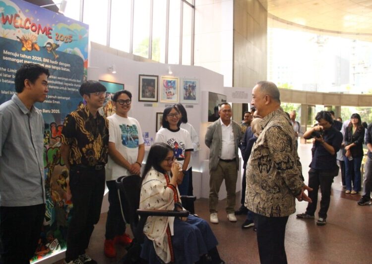 PT Bank Negara Indonesia Tbk (BNI) hadirkan karya lukis seniman muda Indonesia di loby Kantor Pusat BNI di Jl Sudirman, Jakarta.

Turut hadir Direktur Utama BNI Royke Tumilaar beserta Jajaran Direksi dan SEVP dalam kegiatan yang bertajuk Sky is The Limit Exhibition yang digelar Kamis (19/12/2024).