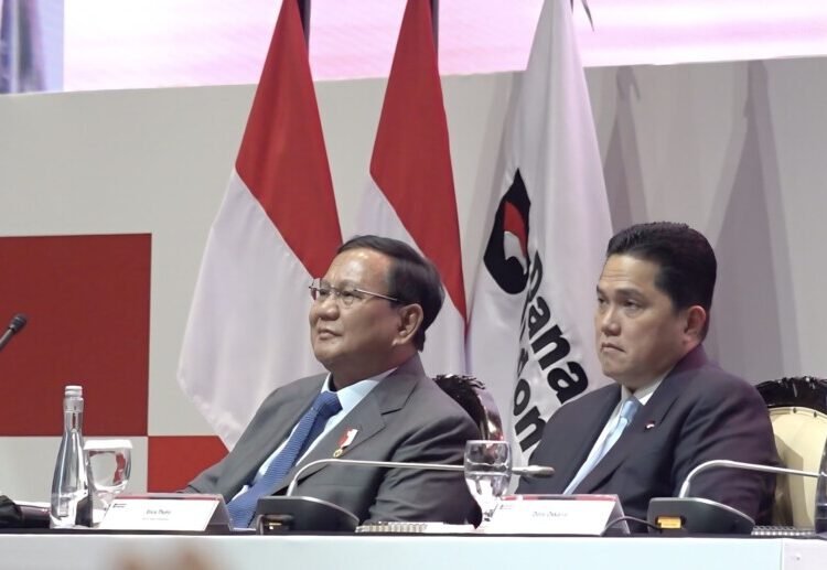 Presiden Prabowo Subianto dalam acara Town Hall Meeting yang berlangsung di Jakarta International Convention Center, Senin (28/4).