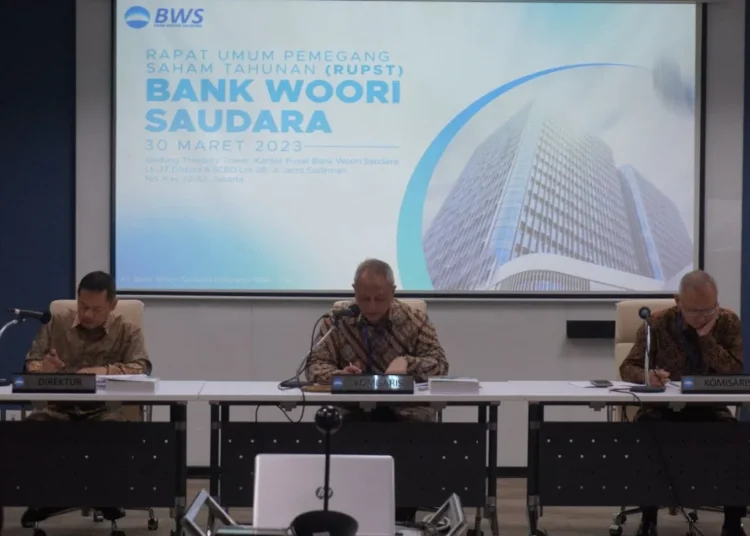 Rapat Umum Pemegang Saham Tahunan Bank Woori Saudara (BWS), di Jakarta, Kamis (30/3/2023). ANTARA