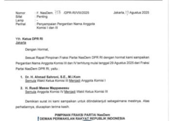 Fraksi Nasdem Copot Ahmad Sahroni